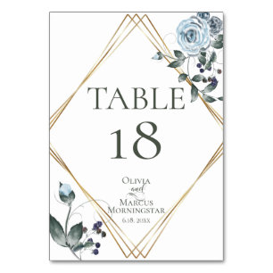 TISCHNUMMER Aquarell Staubblau Floral