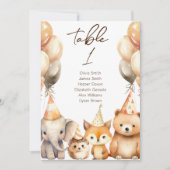 Tischnummer Aquarell-Tiere Baby-Party (Vorderseite)