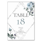 Tischnummer | Aquarellfarbenes blaues Blumensilber (Vorderseite)