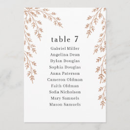 Tischnummer aus goldenem Blattwerk mit Sitzgelegen