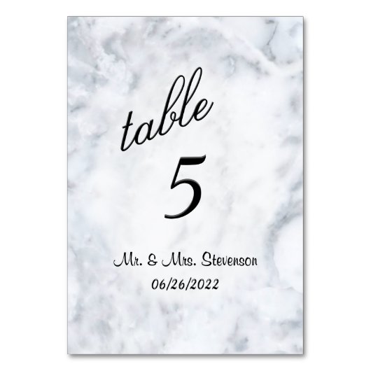 Tischnummer aus Marmor Personalisiert (Vorderseite)