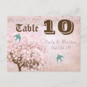 Tischnummer aus rosa und grünem Herzleder (Vorderseite)