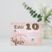 Tischnummer aus rosa und grünem Herzleder (Stehend Vorderseite)