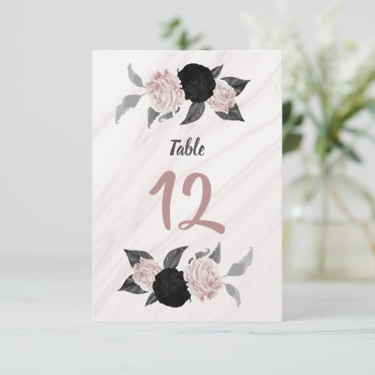 Tischnummer aus Rosa und Schwarz (Stehend Vorderseite)