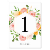 Tischnummer aus rosa Zitrusfrüchten (Rückseite)