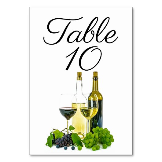Tischnummer aus Rot oder Weißwein (Vorderseite)