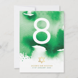 TISCHNUMMER Bar Mitzvah Stern Grün Aquarell