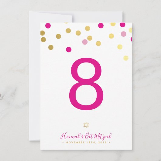 TISCHNUMMER Bat Mitzvah glam Konfetti (Rückseite)