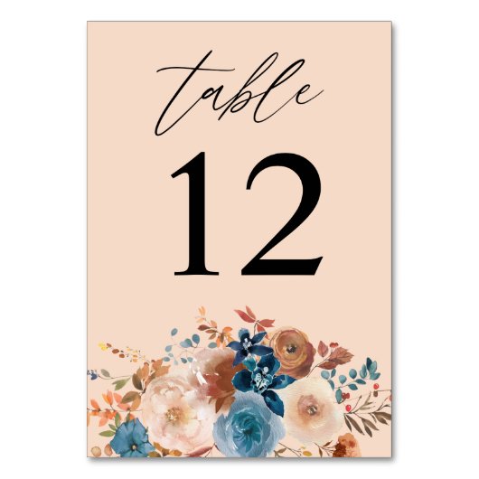 Tischnummer Beige & Dusty Blue Floral - Beige (Vorderseite)
