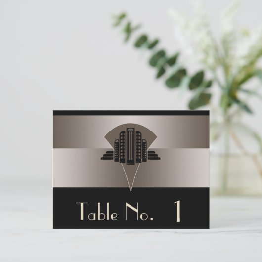 Tischnummer Black and Bronze Art Deco (Stehend Vorderseite)