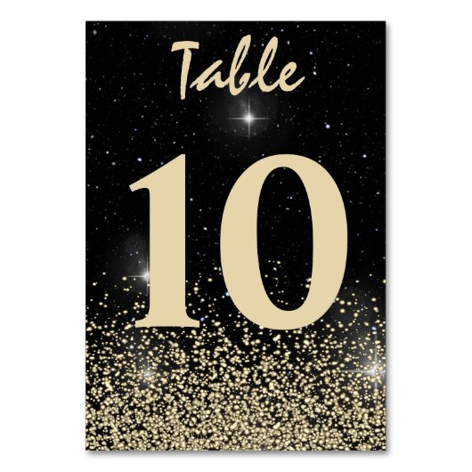Tischnummer Black and Light Gold Confetti (Vorderseite)