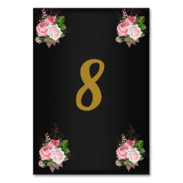 Tischnummer Black Four Pink Floral Bouquet
