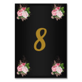 Tischnummer Black Four Pink Floral Bouquet (Rückseite)