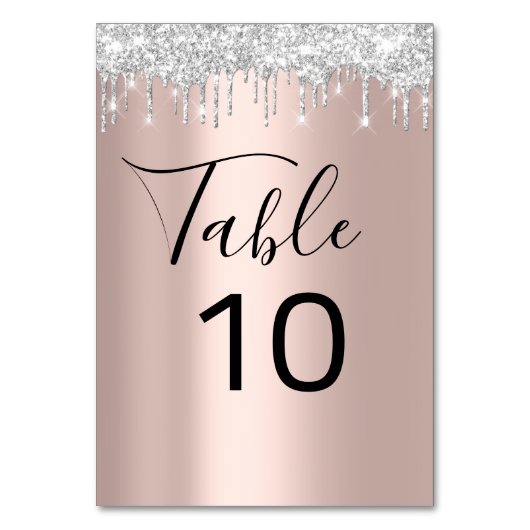 Tischnummer Black Gray Silver Tropfens Park Rose 1 (Vorderseite)