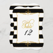 Tischnummer Black n White Script Gold Glitzer (Vorne/Hinten)