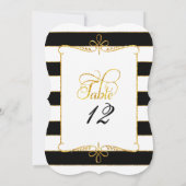 Tischnummer Black n White Script Gold Glitzer (Rückseite)