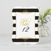 Tischnummer Black n White Script Gold Glitzer (Stehend Vorderseite)