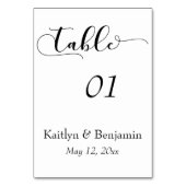 Tischnummer "Black on White Wedding Typografy" (Rückseite)
