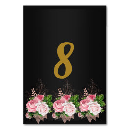 Tischnummer Black Pink Floral Bouquet
