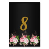 Tischnummer Black Pink Floral Bouquet (Rückseite)
