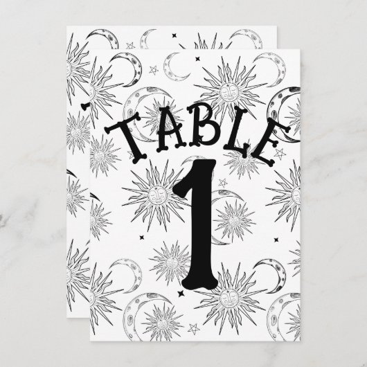 Tischnummer "Black & White Sun Moon" (Vorne/Hinten)