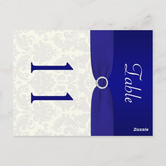 Tischnummer Blau und Elfenbeindamast (Rückseite)