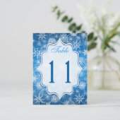 Tischnummer Blau und Weiß Schneeflocken (Stehend Vorderseite)
