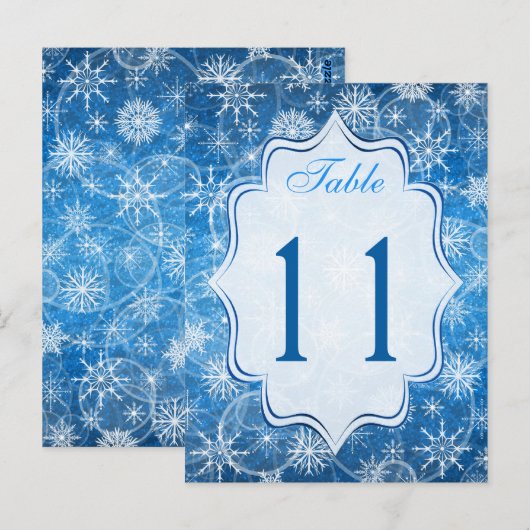 Tischnummer Blau und Weiß Schneeflocken (Vorne/Hinten)