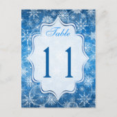 Tischnummer Blau und Weiß Schneeflocken (Vorderseite)