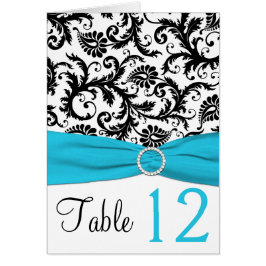 Tischnummer Blau, Weiß und Schwarz