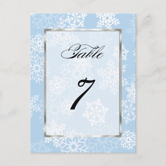 Tischnummer Blaue Schneeflocken (Vorderseite)