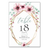 Tischnummer | Blumenrosa Anemone und Folies (Rückseite)