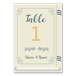 Tischnummer Book Wedding Library Cream