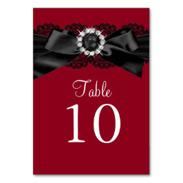 Tischnummer Burgundy Red and Black Pearl Bow