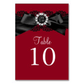 Tischnummer Burgundy Red and Black Pearl Bow (Rückseite)