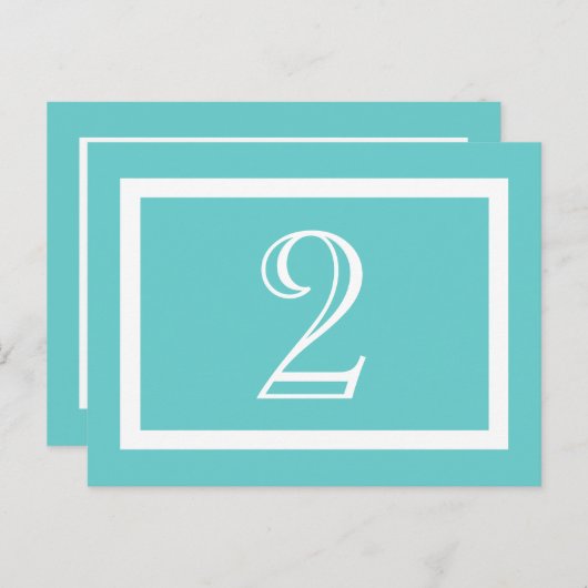 Tischnummer Card - Aqua - Anpassbar (Vorne/Hinten)
