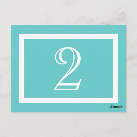 Tischnummer Card - Aqua - Anpassbar (Rückseite)