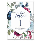 Tischnummer Card Berry, Blue und Burgund (Rückseite)