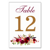 Tischnummer Card - Burgund Florals (Rückseite)
