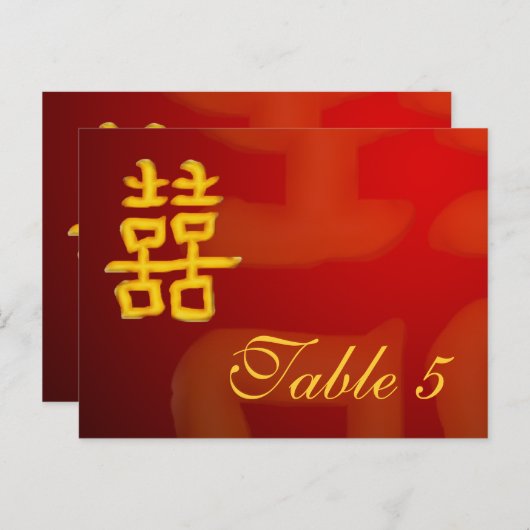 Tischnummer Card Chinesisch Doppeltes Glück (Vorne/Hinten)