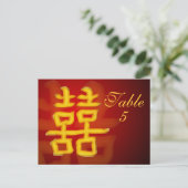 Tischnummer Card Chinesisch Doppeltes Glück (Stehend Vorderseite)