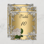 Tischnummer Card Elegante Hochzeit Gold Creme Rose (Vorne/Hinten)