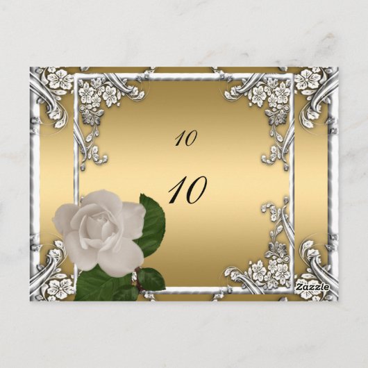 Tischnummer Card Elegante Hochzeit Gold Creme Rose (Rückseite)