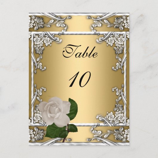 Tischnummer Card Elegante Hochzeit Gold Creme Rose (Vorderseite)