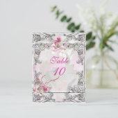 Tischnummer Card Elegante Hochzeitrosa Rose (Stehend Vorderseite)