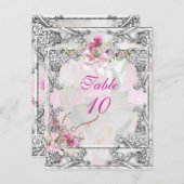 Tischnummer Card Elegante Hochzeitrosa Rose (Vorne/Hinten)