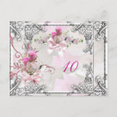 Tischnummer Card Elegante Hochzeitrosa Rose (Rückseite)