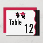 Tischnummer Card Formal Hats Elegantes Retro Dress (Vorne/Hinten)