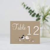 Tischnummer Card Hochzeit Birds Bride Groom Liebe (Stehend Vorderseite)