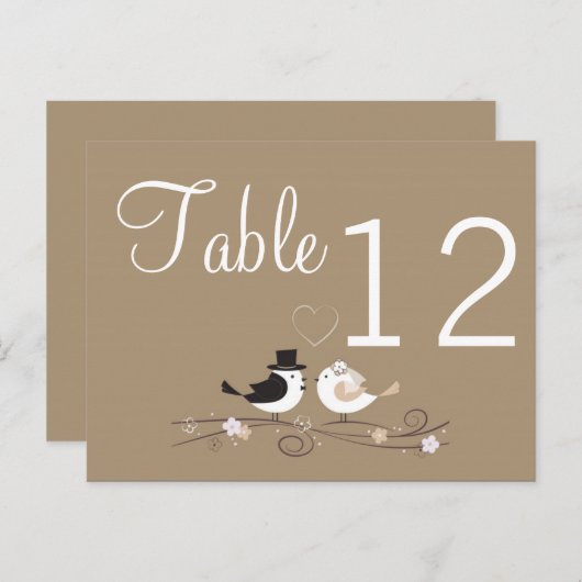 Tischnummer Card Hochzeit Birds Bride Groom Liebe (Vorne/Hinten)